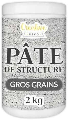 Creative Deco Strukturpaste Grobkörnig 2 kg | Graue Spachtelmasse für Acrylmalerei | Modellierpaste für Kunstprojekte, Acrylfarbe, DIY, 3D-Effekte, Texturen | Einfach mit Palettenmesser aufzutragen