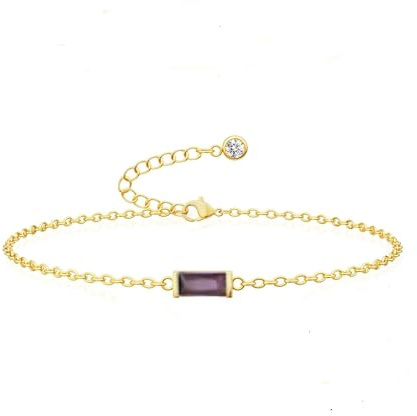 WATEFOER Geburtsstein Armbänder Gold für Damen zierlich verstellbare Kette Armband nicht anlaufen 18k Vergoldet Geburtsstein Anhänger Armband Mode Goldschmuck Geschenke