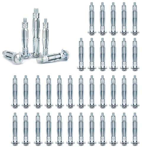 40 Piezas Tuercas de Pétalo, M6 x 52 Anclajes de Pared Huecos, Tacos Mmetálicos para Pared Hueca Zincados, Tuercas de Casquillo de Tornillo de Expansión, Tacos Metálicos para Pared Hueca