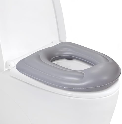 Cojín Inflable para Asiento de Inodoro con Ventosas, Almohadilla Hinchable Ajustable en Altura, Antideslizante, Alivio Dolor de Coxis, para Adultos, Personas Mayores y Discapacitados, Material PVC, G