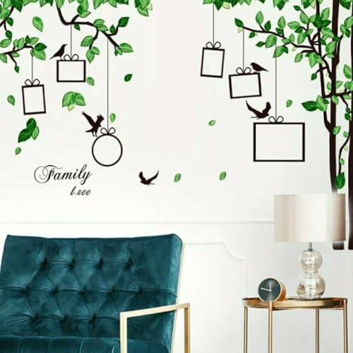 Autocollant mural décoratif en PVC avec cadre photo d'arbre généalogique moderne pour salon