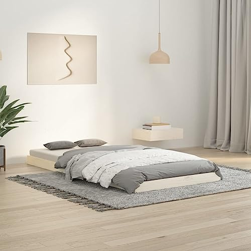 Qnhdfrt Massivholzbett Weiß 90x190 cm aus Kiefer Modernes Einzelbett mit Stabilen Sperrholzlatten für Gästezimmer Jugendzimmer und kleine Räume