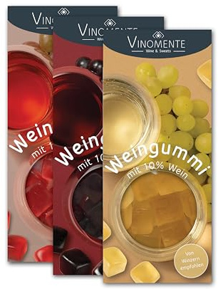 Weingummi-Bundle - Weingummi-Mischung Rot, Weiß, Rosé 3 x 150g - Weingeschenk, Gastgeschenk, Mitbringsel