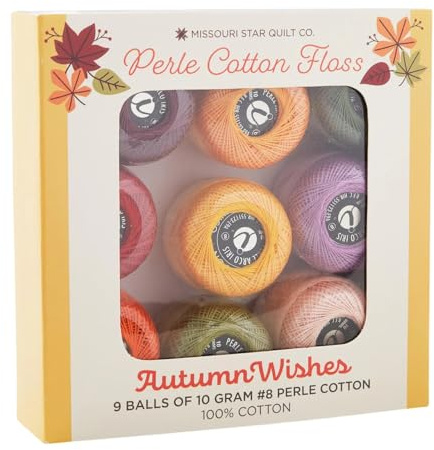 Missouri Star Autumn Wishes Perle Cotton Floss Pack – 9 Vibrant #8 Perle Cotton Embroidery Thread Balls for Fall Quilting, Hand Stitching & Peel & Stitch Projects