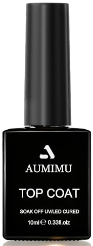 AUMIMU Gel Nail Polish,TOP COAT GEL POLISH 10ML, No Wipe,Glossy Shine,Long Lasting no-wipe TopCoat NailGelPolish UV/LED Soak Off For Home DIY and Nail Salon