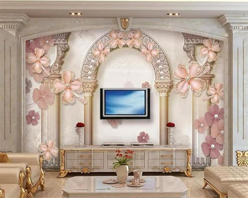 Kreativ Bogen Rosa Blumen Kunst 3D Tapeten Tapete Luxus Home Esszimmer Fototapete Effekt Wohnzimmer Schlafzimmer Kinderzimmer-250cm×170cm