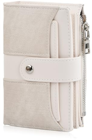 Rieoany Geldbörse Damen Klein Aus Pu-Leder, Reißverschlussfach, Geldbörse Damen, Mehrere Kartensteckplätze, 14 × 9 × 4 cm, Für Die Arbeit, Reisen Oder Als Geschenk Für Sie (Weiß)