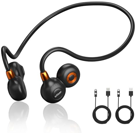 Ortizan Running Headphones, Open-Ear Bluetooth Sports Earphones, 19g Ultra Lightweight with Mic, Sweatproof Magnetic Charging, 15H Battery Life for Gym Cycling Outdoor Sports