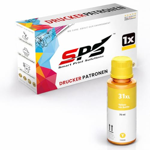 SPS Tintenpatrone Kompatibel für HP - 32XL | Smart Tank 5105 7005 7305 5100 5106 5108 7005 7605 7006 7306 455 515 519 530 558 559 570 655 670 750 790 | 1x Gelb | 8000 Seiten