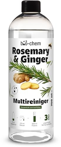bio-chem Allzweckreiniger Konzentrat Rosemary & Ginger 750ml | Ergibt bis zu 3L Reinigungslösung | für Küche, Bad, Glas, Möbel & Böden