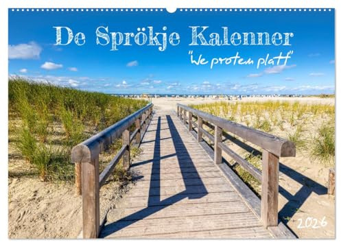 De Sprökje Kalenner We proten platt (Wandkalender 2026 DIN A2 quer), CALVENDO Monatskalender: Fantastische Strandlandschaften mit Sprüchen auf plattdeutsch (CALVENDO Natur)