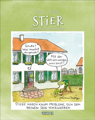 Stier 2025: Sternzeichenkalender-Cartoonkalender als Wandkalender im Format 19 x 24 cm.