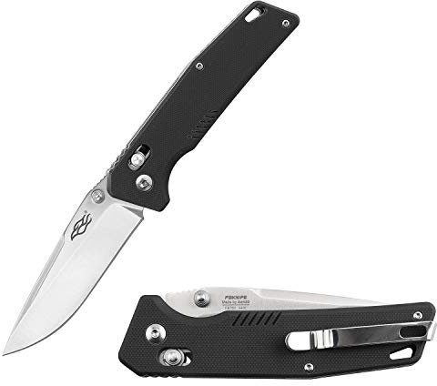 Firebird GANZO FB7601-BK Cuchillo Plegable de Bolsillo Hoja de Acero 440C 87 mm G10 Mango Antideslizante con Clip Camping Caza Pesca Cuchillo de Bolsillo al Aire Libre 120g (Negro)