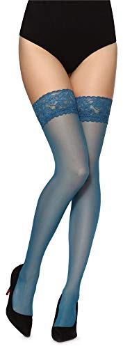 Merry Style Damen transparent Strümpfe MS 200 15 DEN (Dunkeltürkis, M-L (40-44))