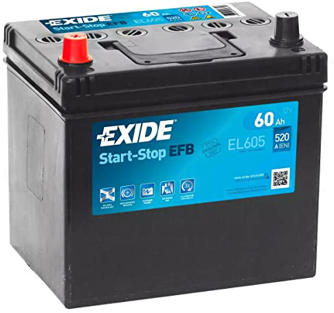 EXIDE NBA-1046, BATERÍA 12V/60AH-520CCA-EFB EL605 Unisex-Adult, Multicolor, Standard