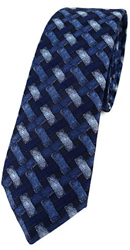 TigerTie schmale Designer Krawatte in blau marine dunkelblau - Motiv Flechtmuster