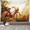 ABAKUHAUS Retro Wandteppich und Tagesdecke, Fahrrad in der Sepia-Tönen Rural aus Weiches Mikrofaser Stoff Waschbar ohne Verblassen Digitaldruck, 230 x 140 cm, Rot Orange Gelb