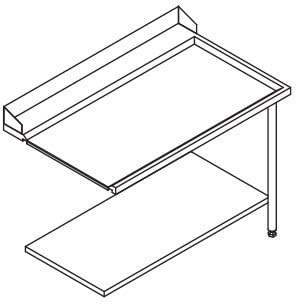 Table Entrée et Sortie en Angle Lave-Vaisselle à Capot Paniers 600 x 500 - Accrochage Droite - L 1200 mm - Elettrobar