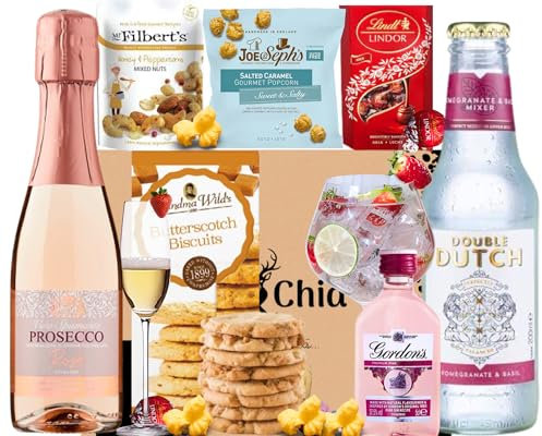 ANT&CHID Pink Gin 5cl Gift and Prosecco Rose 20cl Wine Gift Set for Women,Birthday Gin Gifts for her with Chocolate Gifts for Her - The BestFriend Gift for Women