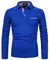 APAELEA Men's Long Sleeve Polo Shirt Casual Rugby Shirts with Plaid Down Collar,Blue,3XL