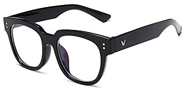 TECH-LINE-DIRECT Black Retro Frame Eyeglasses Clear Lenses for Women Men Nerd Geek Glasses