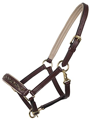 ARBO-INOX Fohlenhalfter Lederhalfter für Fohlen mit Strasssteinen (04, BRAUN)