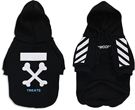 Hundemantel für kleine Hunde, Mode Hoodie, Hund Wintermantel, Hundejacke Geeignet für Schnauzer, Corgi, Französische Bulldogge, Teddy usw Schwarz M