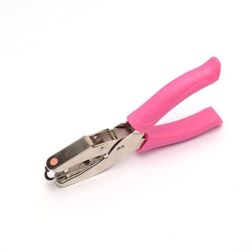 Vaessen Creative 21448-001 Hand Stanzzange Kreis, 6 mm, Stanzer, Handlocher, 1 Stück, bis zu 160 g/m², zum Basteln mit Papier und Scrapbooking, Weiß/Rosa