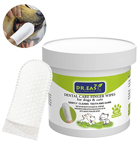 DR. EASY Zahnpflege Finger-Pads 80ct für Hund und Katze, helfen, Plaque und Zahnstein wegzuwischen, Keine zusätzlichen aggressiven Chemikalien Keine Bürstenformel