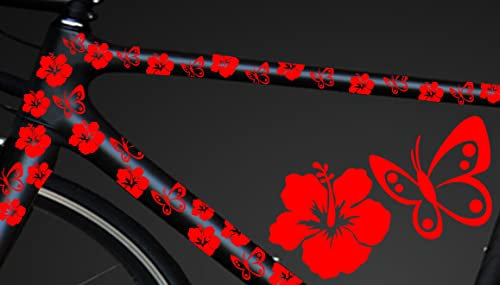 12-teiliges Fahrrad Hibiscus Aufkleber Hibiskus Blumen Schmetterlin WANDTATTOO Bike Circle x