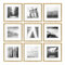 PHOTOLINI Bilderrahmen 30x30 Gold Holz MDF, 9er Set Bilderrahmen quadratisch 30x30, Foto Rahmen mit Passepartout zum Aufhängen, Rahmen 30 x 30 mit Acrylglas & Zubehör - für Fotos & Poster