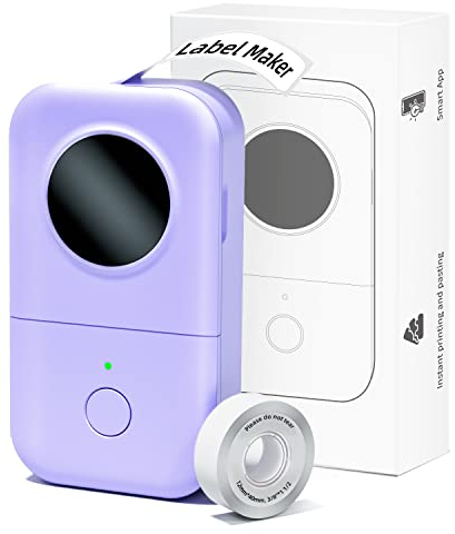 Phomemo D30 Etikettiergerät, Mini Bluetooth Etikettendrucker Beschriftungsgerät Selbstklebend Labelmaker für Zuhause, Büro und Kleinunternehmen, Wireless Labeldrucker für iOS & Android, Lila