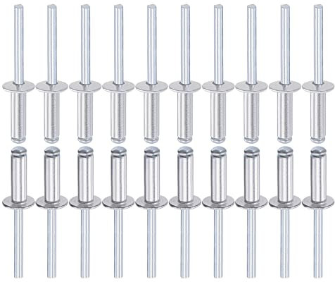 DTGN 6mm x 20mm (DxL) Cieco Rivetti - 25pz - Buono per Macchinari Giunzione - Alluminio Cupola Aperto Terminale Rivetto