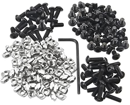 Rrina Kit surtido de 180 tornillos en T M5, tuerca de ranura en T con cabeza de martillo para perfil de aluminio estándar europeo de la serie 2020