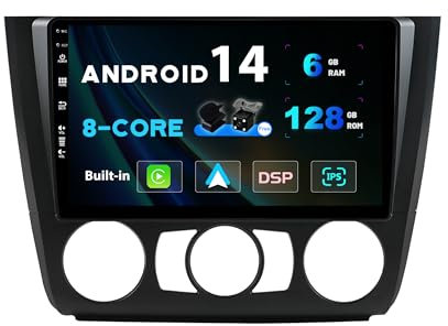 BXLIYER Android 14-6G+128G - IPS Autoradio Passt für BMW 1 Series E81/E82/E87/E88 (2004-2012) - Eingebaut Carplay/Android Auto/DSP - LED Kamera + MIC - DAB SWC WiFi Fast-Boot 360-CAM - 2 Din 9 Zoll
