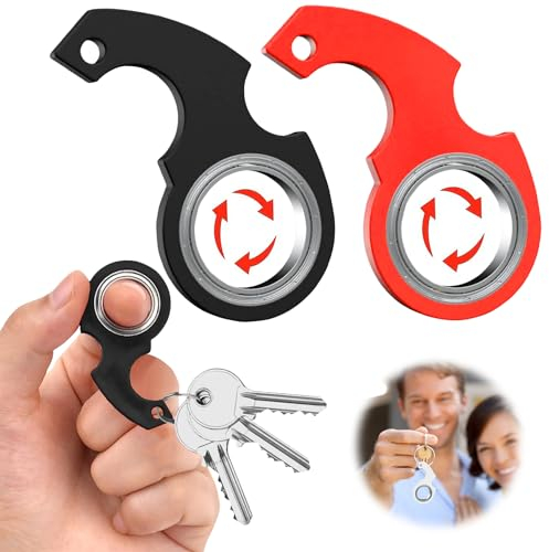 Schlüsselanhänger Spinner, 2 Stück Fidget Ring Spielzeug, Handkreisel, Schlüssel Spinner Schlüsselanhänger, Fidget Schlüsselanhänger, Fidget Ring Spielzeug, Spin Focus Toys für Teens Erwachsene
