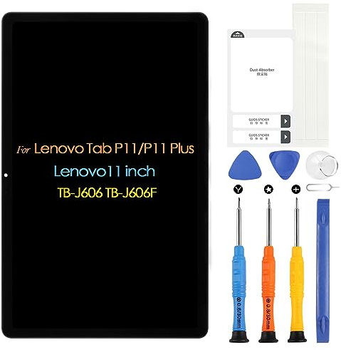 Écran LCD pour Lenovo Tab P11/P11 Plus TB-J606 TB-J606F 11 pouces LCD Écran Remplacement de l'écran pour Lenovo TB-J606 TB-J606F Écran Tactile Digitazer Assemblée avec Réparation Kit (Noir, avec