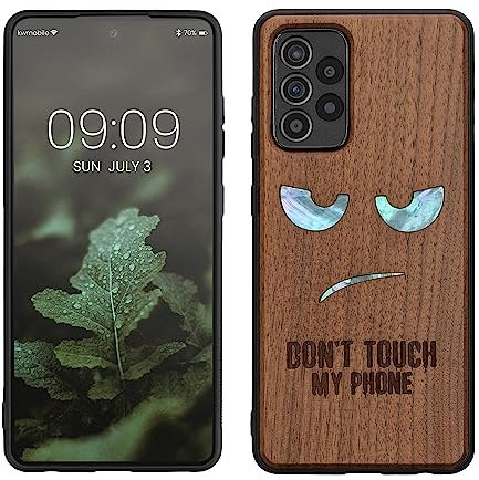 kwmobile Hülle kompatibel mit Samsung Galaxy A52 / A52 5G / A52s 5G Hülle - Holz Case - Handy Cover - TPU Handyhülle in Dunkelbraun Perlmut Nicht Anfassen