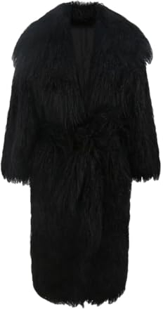 Winter Lange Weiß Schwarz Flauschigen Jacken Dicke Warme Stilvolle Faux Lamm Pelzmantel Frauen Gürtel Revers Oberbekleidung