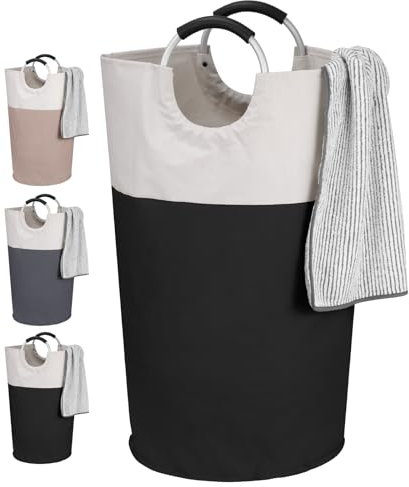 IHOMAGIC Panier a Linge avec Poignées 95L, Pliable Bac à linge Grande Capacité Panier de Lavage, Panier de Rangement pour le stockage des bouteilles - Noir