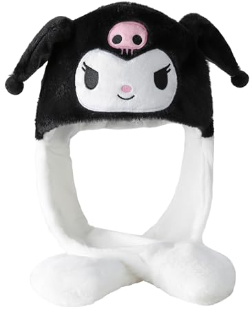 Focupaja Ohren Bewegender Hut Tier Cosplay Hut Cartoon Springmütze Ohren Pop Up Halloween Weihnachten Lustige Mütze Schwarz