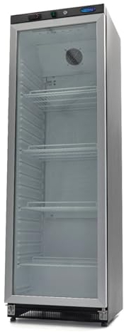 Maxima Réfrigérateur 400 L Noir avec Porte Vitrée - 4 Grilles Ajustables - Réfrigération Restauration - Professionnel