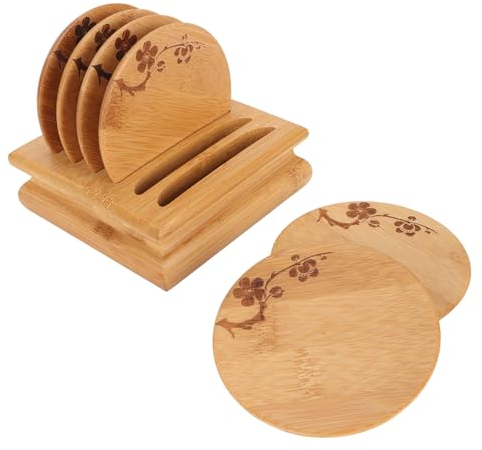 Ensemble de sous-Verres à Tasse à thé, 6 Pièces, Motif Prune Vintage pour Salon de thé (Bambou commun)