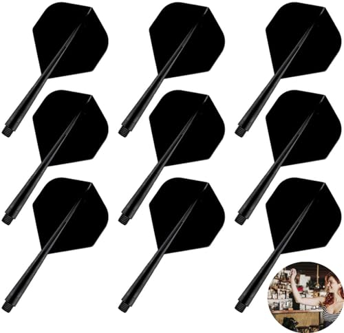 FiveMileBro Dart Flights mit Schäfte Stabil, Integrated Dart Schaft und Flights, Dart Flights mit Schaft, für 2BA Dartfässer, Darts Dartpfeil Spiel (Schwarz)