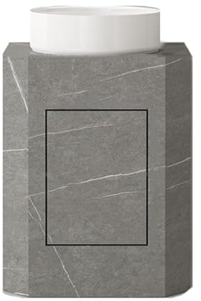 Lavandino con Piedistallo Lavabo da bagno moderno combinato con mobile in ardesia e piano lavabo bianco, mobile da bagno a terra con rubinetto e scarico, mobiletto da bagno piccolo Lavabo Freestanding