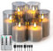 Forever Speed 6er-Set Grau Glas Led Kerzen Aufladbar mit Fernbedienung Timer, Dimmbar Wiederaufladbare Flammenlose Kerzen mit Ladekabel für Wohndekoration, Camping, Hochzeiten, Geschenke