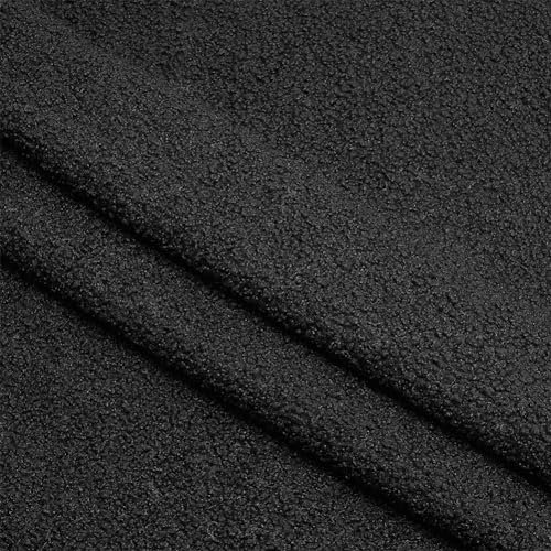 FINGERINSPIRE 0.9 m Teddybär Stoff Mit Kleinen Locken 1.6 m Breiter Schwarzer Kurzer Teddy Plüschstoff Zum Nähen Polyester Teddy Plüschstoffmaterial Zur Herstellung von Spielzeug Und Stofftieren