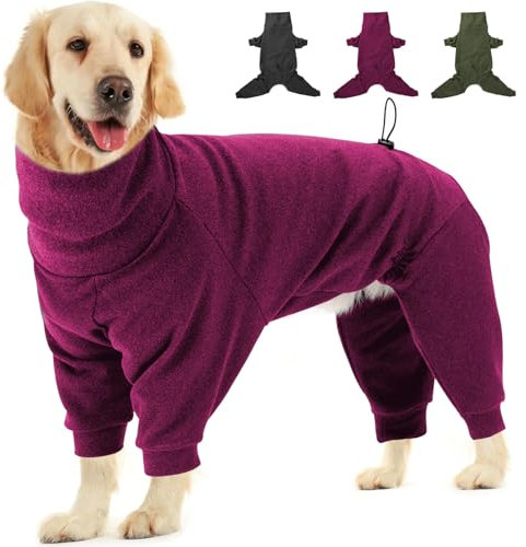 Dotoner Dog Fleece Coat Dog Winter Jumper Pyjamas Onesie Full Body Jacket with Legs Warm Clothes Windproof Cozy Jumpsuit Outfit for Small Medium Large Dogs Indoor Outdoor Wear