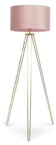 ValueLights | Modern Gold Hairpin Design Tripod Floor Lamp with a Blush Pink Velvet Drum Shade | Floor Lamps, Home Décor & Improvement Essential