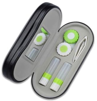 JARCOE 2 in 1 Eyeglass Case, Contact Lens Case, Double Sided Contact Lens Case, Multifunction, Durable, Sturdy, Save Space, Full Protection, Portable Storage Kit, Black